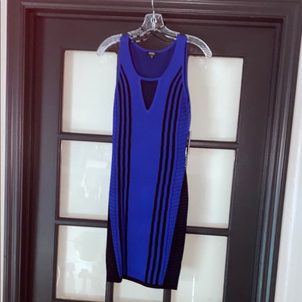 XOXO Royal Blue and Black Midi Dress